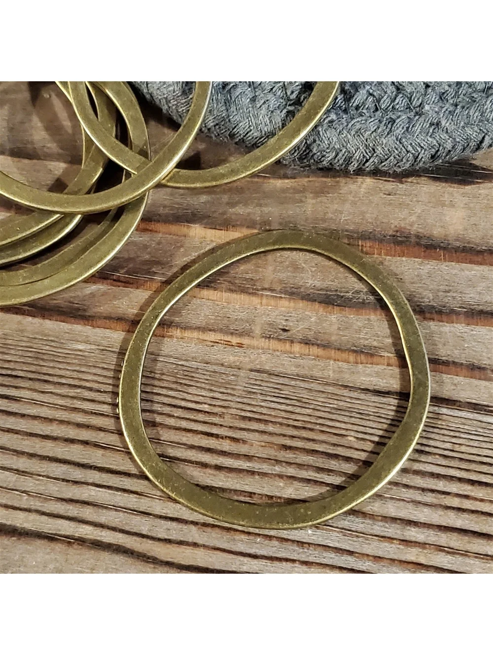 Avant Garde Antique Brass Large Baroque Irregular Wavy Circle Ring Pendant 1 pc